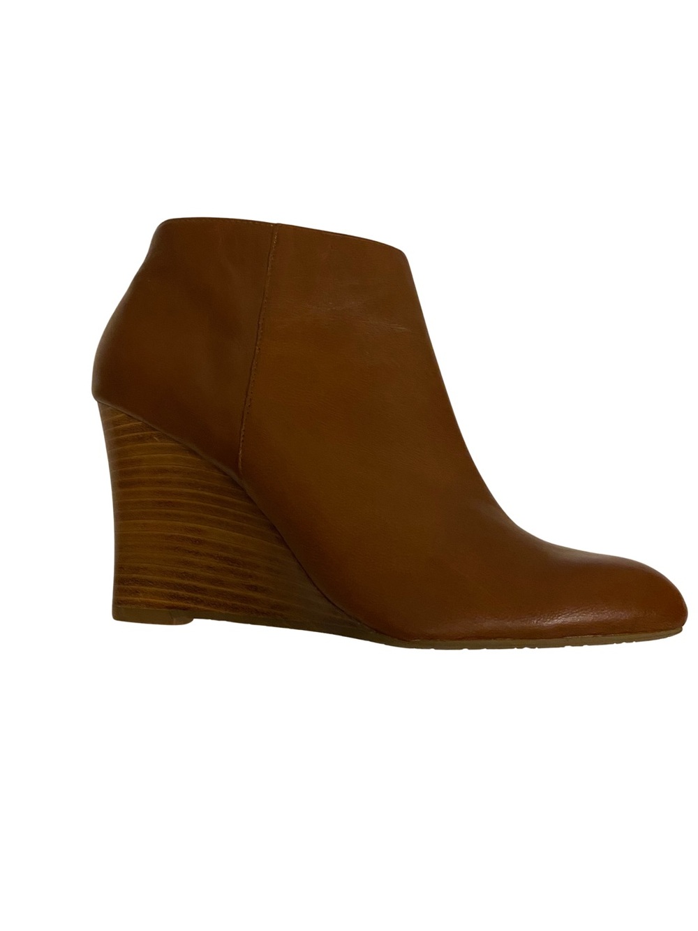 NWT Adrienne Vittadini Sarah Wedge Ankle Boots in Brown Cognac Size 8.5